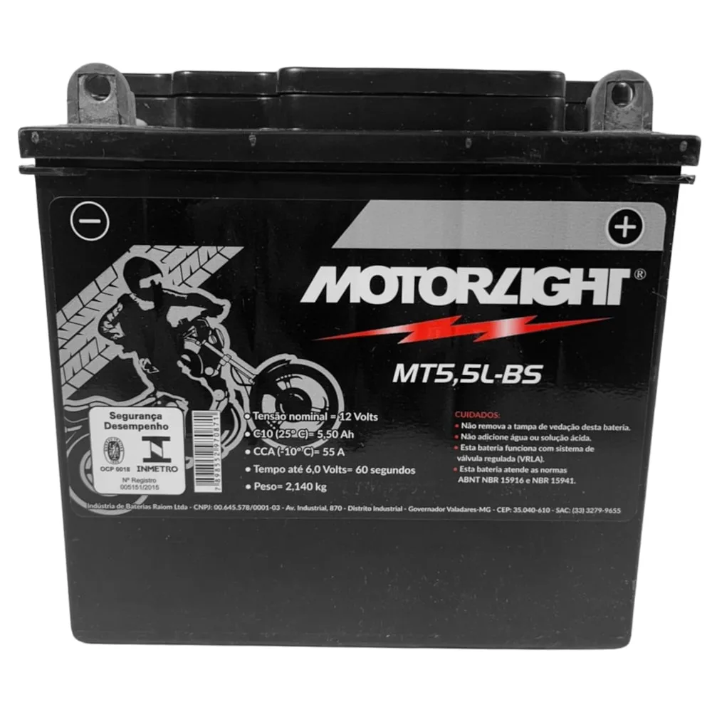Bateria Motorlight 12V 5,50Ah YBR 125/RD 350
