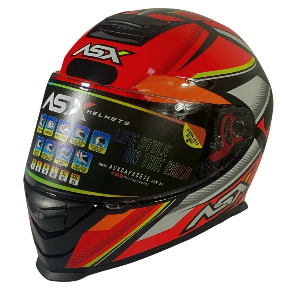 Capacete Fechado ASX Eagle Explorer Vermelho Branco