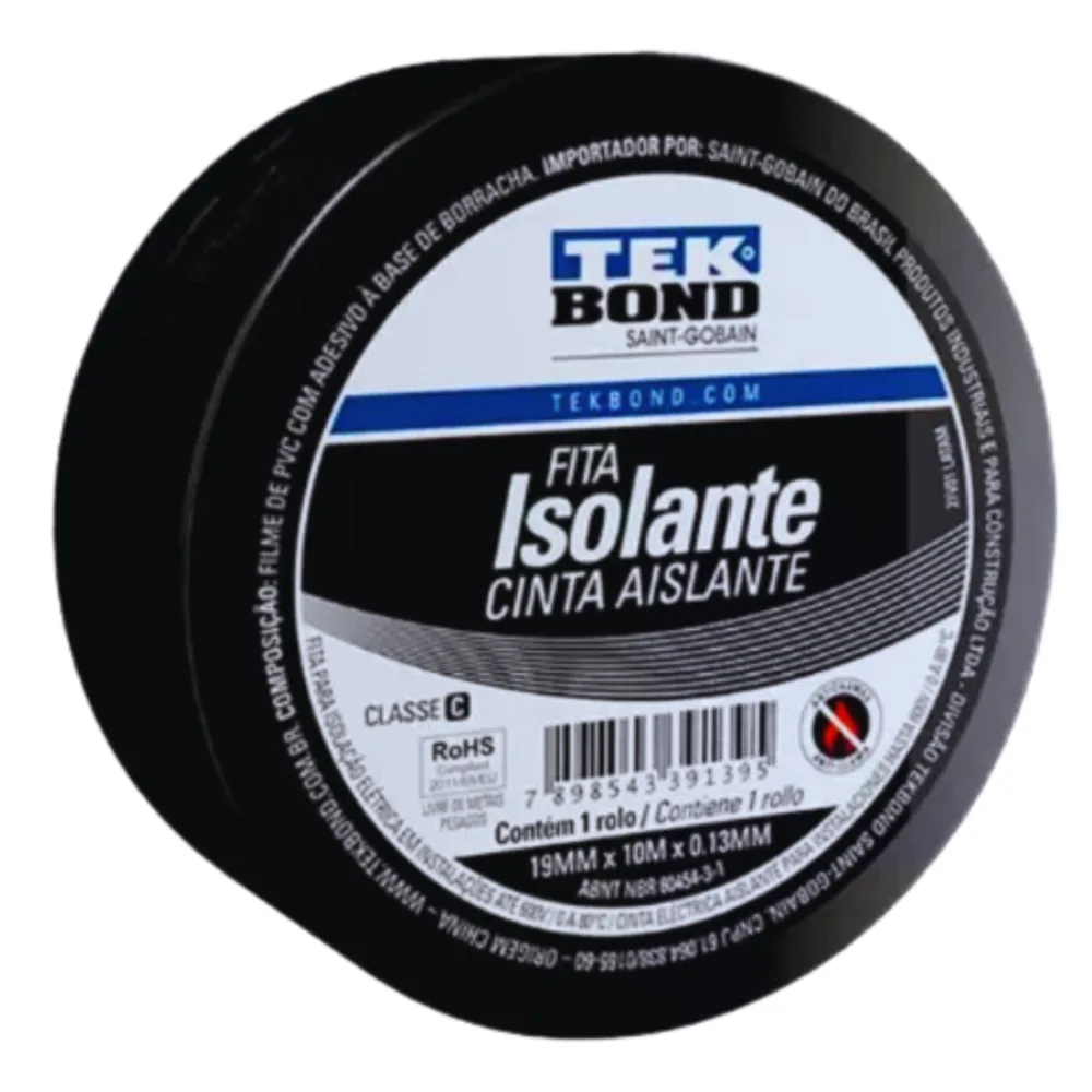 Fita Isolante Tek Bond 19Mmx10Mx0.13Mm Uso Geral