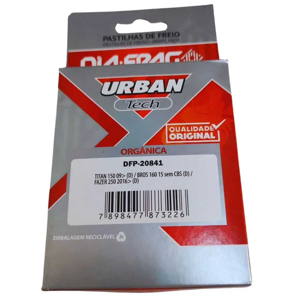 Pastilha Freio Dia-Frag Titan 150 2009-/Fan 125 2014/Fan 150 2009-15/Fazer 250 2016